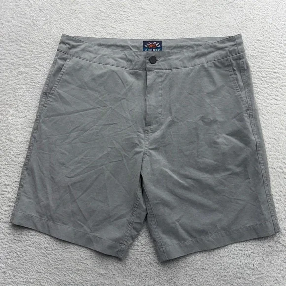 Faherty Mens All Day Shorts Grey Stretch Hybrid Quick Dry Size 35 Casual Summer