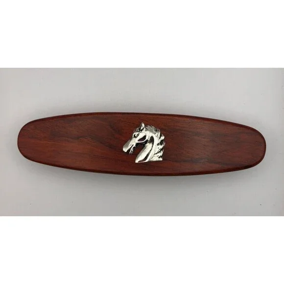 NEW Wood Ballpoint Pen in Wooden Box Case Horse Head Silver Equestrian