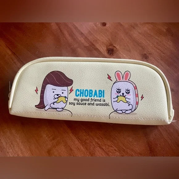 CHOBABI Kawaii Pencil Case Cute Yellow Cosmetic Makeup Bag Organizer