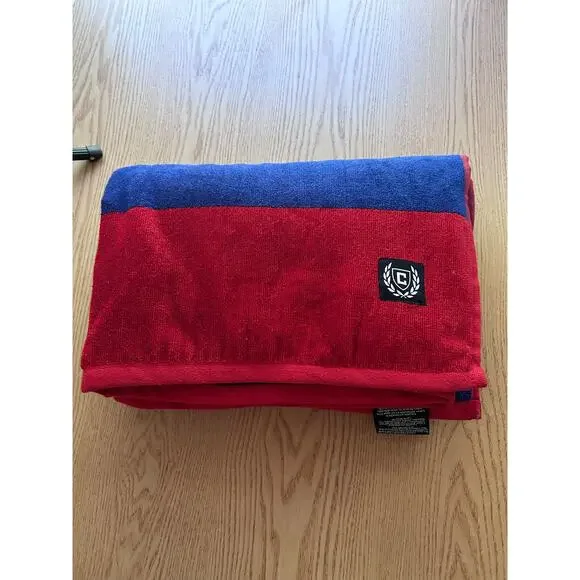 New Chaps Home Large Beach 🏖️ Bath Towel Cotton Burgundy Blue 40”x72”