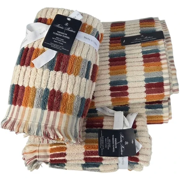 Brooks Brothers 6pc‎ Premium Turkish Cotton Towel Set Multi 2 Bath 2 Hand 2 Tip