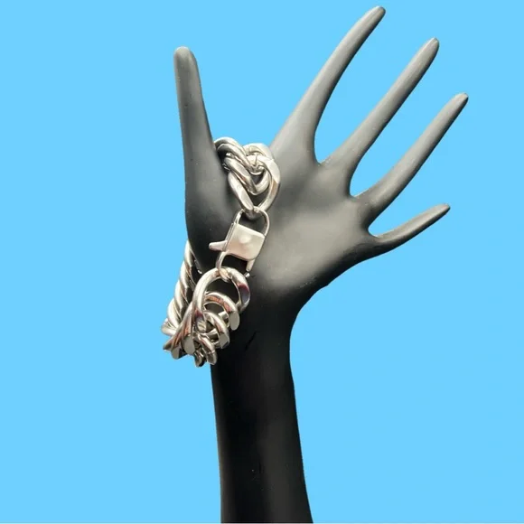 Unisex 20mm Stainless Steel Chain Bracelet 8” Length Lobster Clasp
