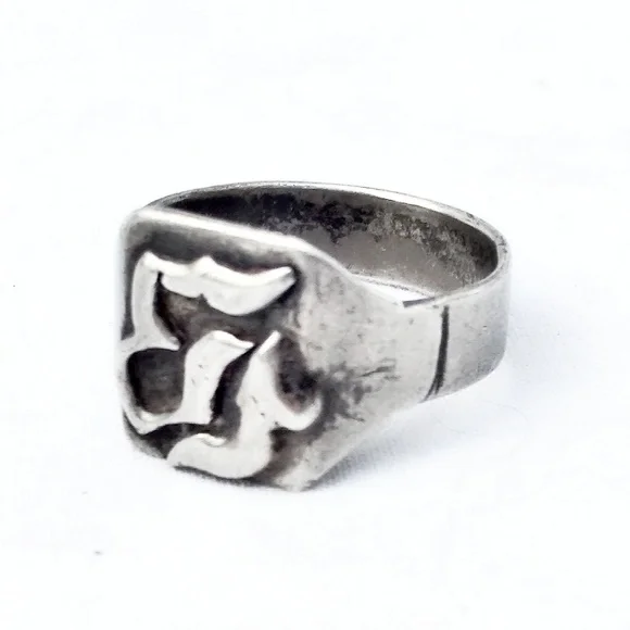 Antique Sterling Silver Unisex Ring w/Unknown Symbol- Size 11