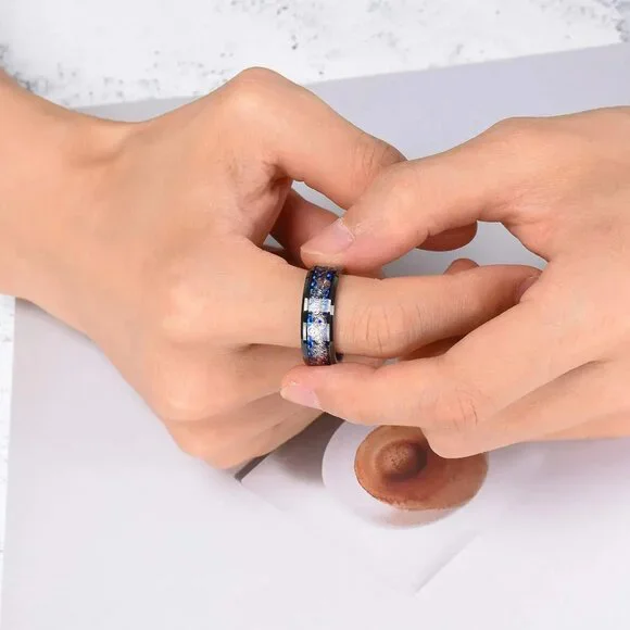 NWOT Vintage Men Wedding Ring Sliver Quality Stylish Titanium y2k Ring Size 11