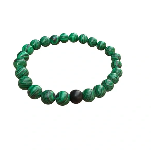 Green and Black Beaded Bracelet