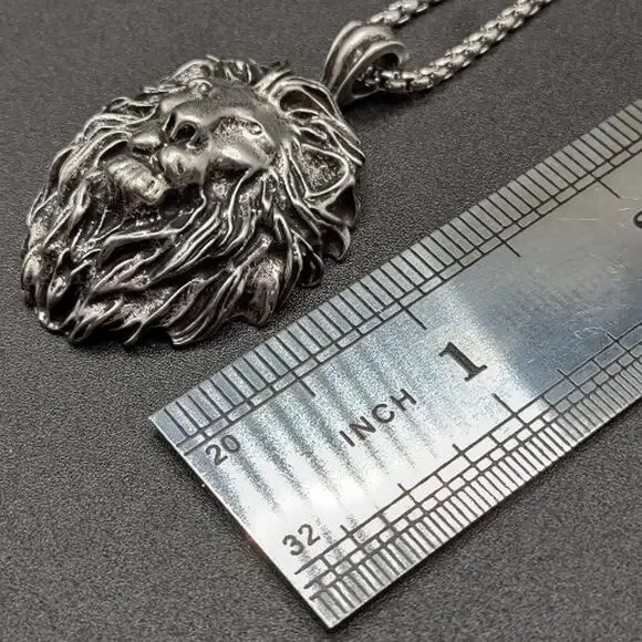 Lion Lions Head Necklace Alpha King Mens Anniversary Birthday Fashion Faith Gift