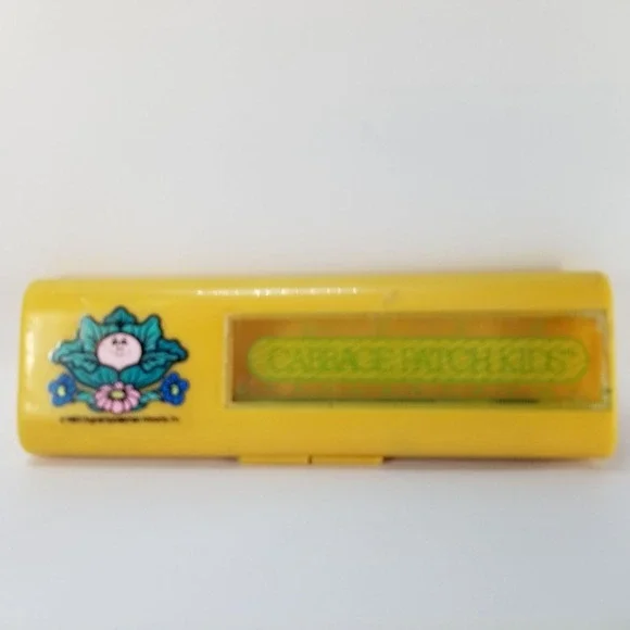 CABBAGE PATCH KIDS Pencil Box Kids OS Yellow Fair Vintage 1983 Ruler