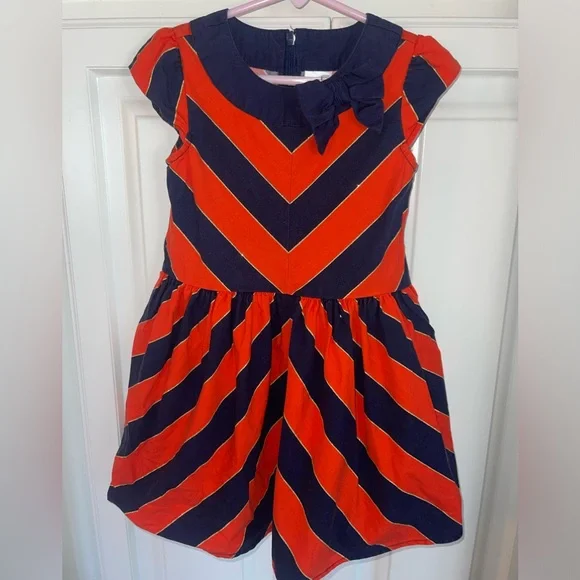 Gymboree Girls‎ Dress Navy Blue Orange Gold Girls Sz 4