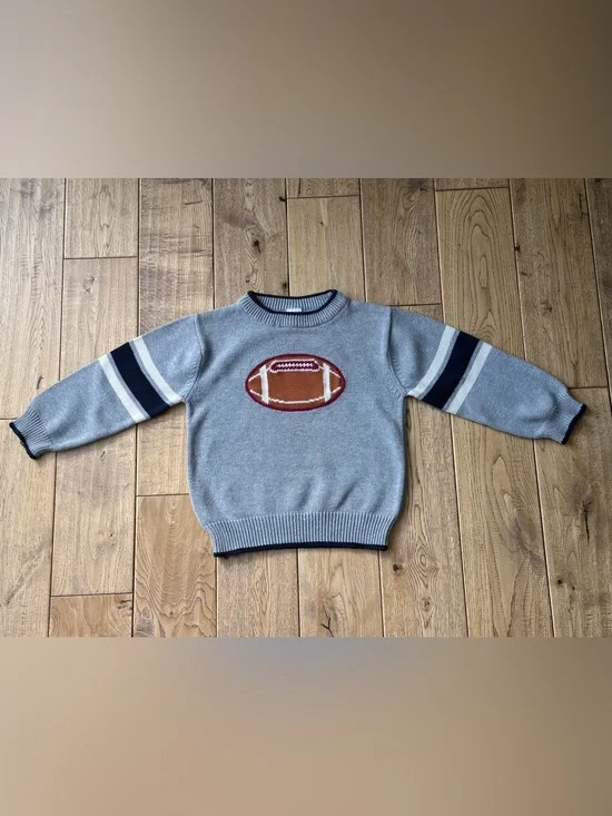 Gymboree Gray Vintage Style Football Sweater size 4