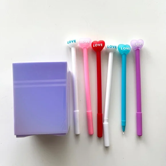 Heart Love Pens Set with Purple Pen Box