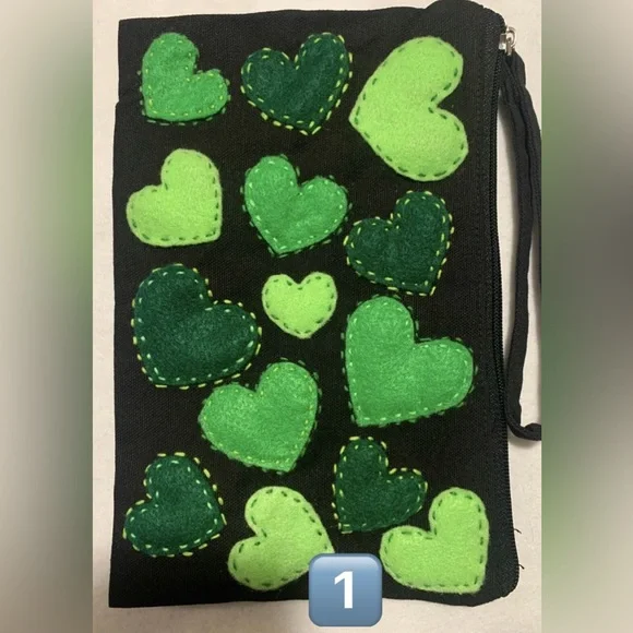 PICK 5 For $25 NEW CANVAS ZIPPER Bag /Pencil Case W/HAND SEWN DESIGN