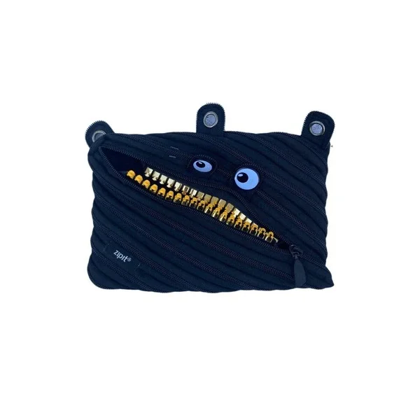 Zipit Grillz Monster 3 Ring Pencil Case Jumbo Black Excellent Condition‎
