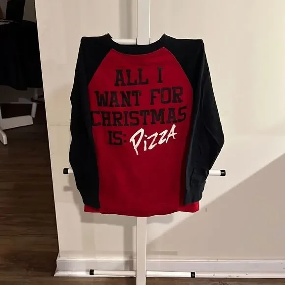 Gymboree size 8 All I want for Christmas is Pizza shirt