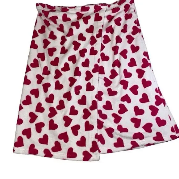 Towel Wrap White with Pink Hearts Hook and Loop Elastic Size 3X