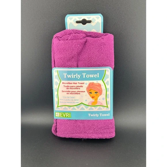 Evri Twirly Towel Microfiber Hair Towel Wrap Purple One Size Fits Most NEW