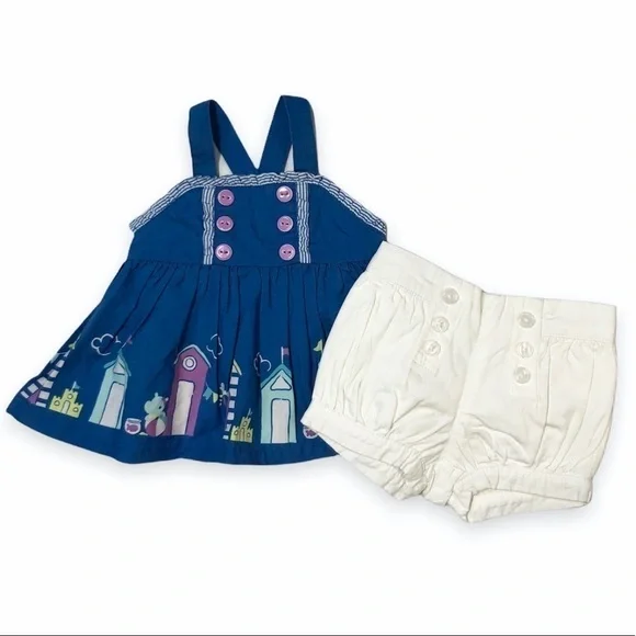 Gymboree Hippos And Bows A-Line Top & Shorts‎ Baby Girl 0-3-6 months