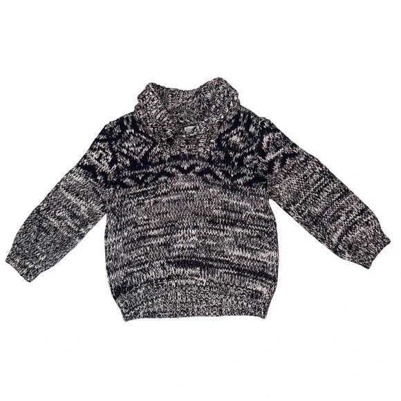 Gymboree Kids Sweater 3T‎ Blue White Knit Shawl Collar Button Pullover