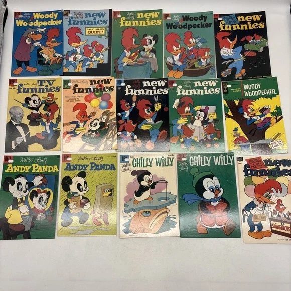 vintage postcard Walter Lantz Woody woodpecker, Chilly Willy, Andy Panda New X15