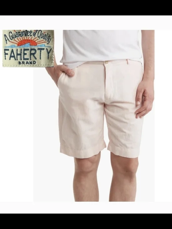 Faherty Malibu Shorts NWT Summer Pink Linen Blend Men's Size 40 9