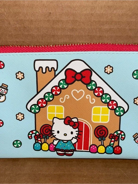 Hello Kitty Christmas Gingerbread House Pencil Pouch Case Zipper 8.5x4.5 A16