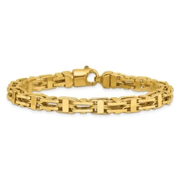 14K Polished Fancy Link Men's Bracelet: A Blend of Luxury and Durability