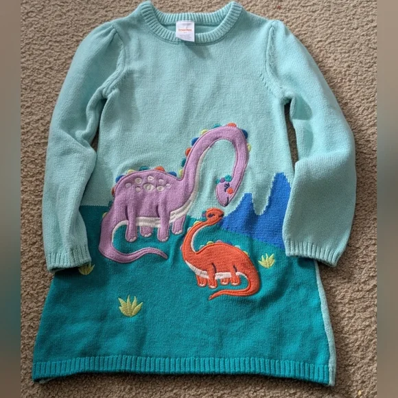 Gymboree Girls Dino Sweater Dress - Dino Friends - green Size