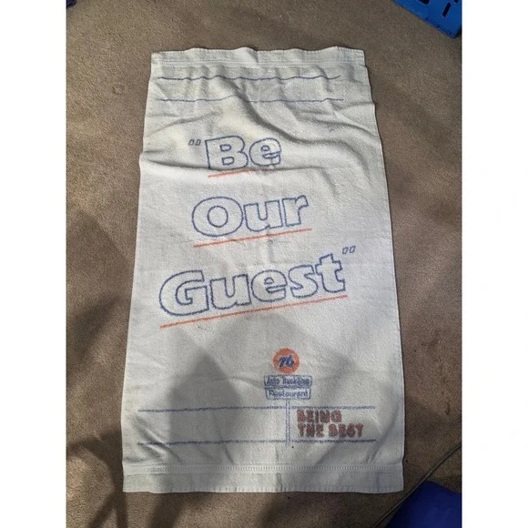 Vintage Union 76 Gas Station Towel Be Our Guest Auto Trucking Restaurant White