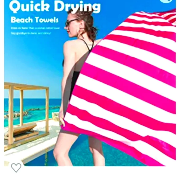 Microfiber beach towel, Red‎ & White Striped