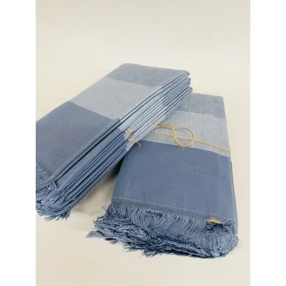 Natural Cloth 18x18” Table Napkin With Fringes Modern Style 12-pack Blue
