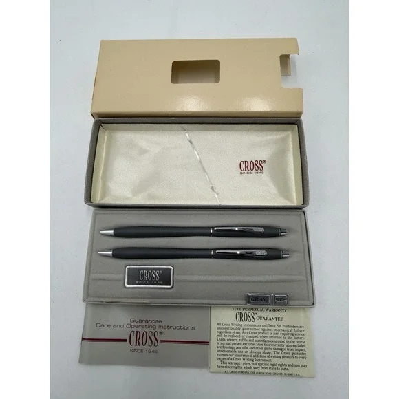 Vintage Cross Pen Set 3501 Ballpoint Pen & Mechanical Pencil Chrome Boxed New