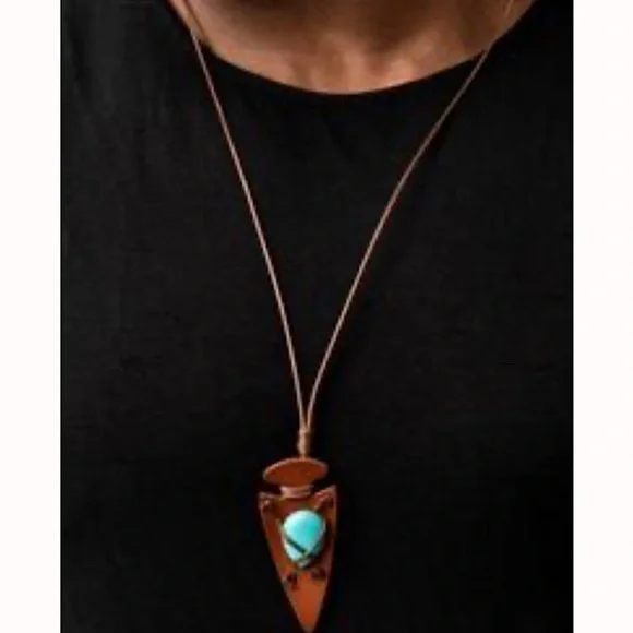 leather‎ turquoise necklace adjustable unisex
