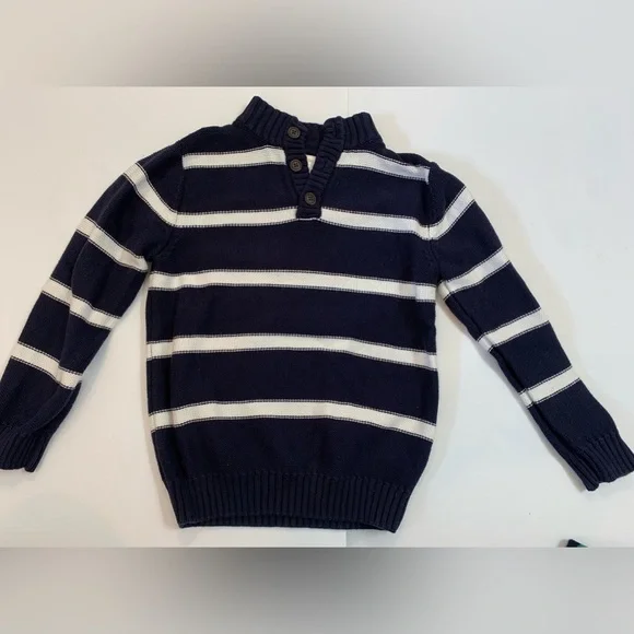 Boys Gymboree Navy and White Striped Sweater Size 7-8