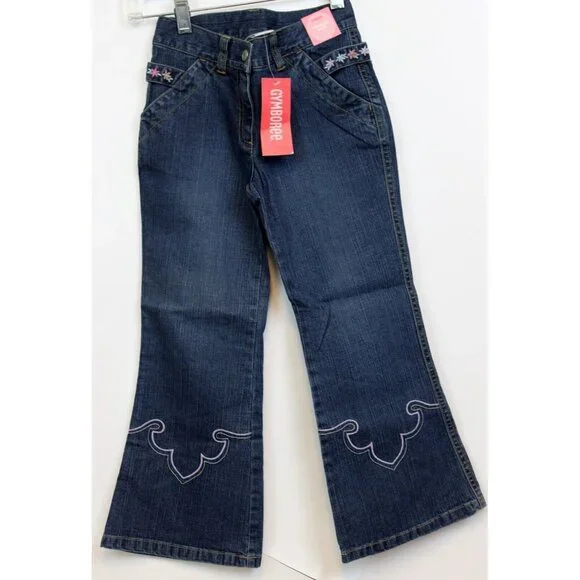2006 Gymboree Park City Luxe Western Embroidered Scallop Jeans sz 6 NWT Flared