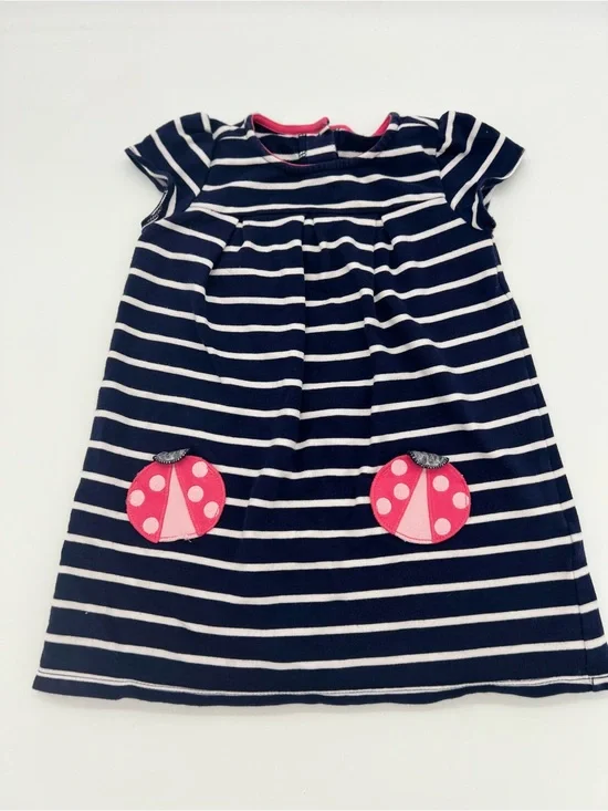 Gymboree Baby Girls Blue White Striped Dress Cotton Sz 18-24 months