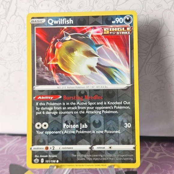 Qwilfish 101/198 Pokemon Trading Card with Gold Border