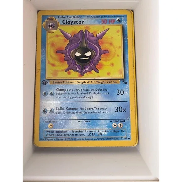 Cloyster 32/62 Uncommon Fossil Pokemon 1st Edition Near Mint