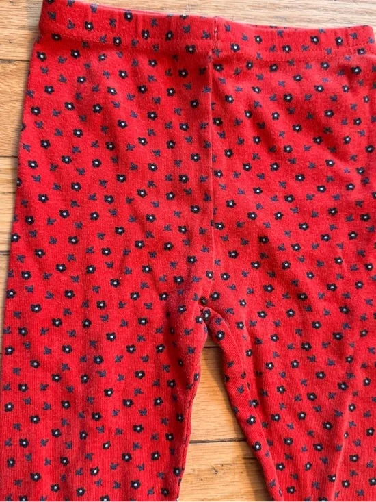 Gymboree Kids Red Floral Cotton Leggings Pants‎ Medium Pull On Stretch