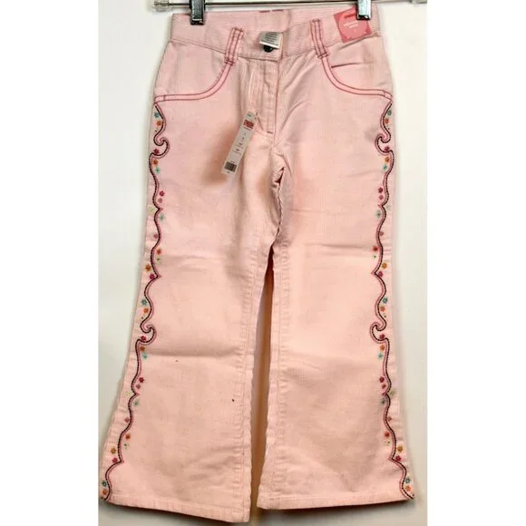 2006 Gymboree Park City Luxe Pink Corduroy Western Seam Pants sz 5 10 NWT Flared