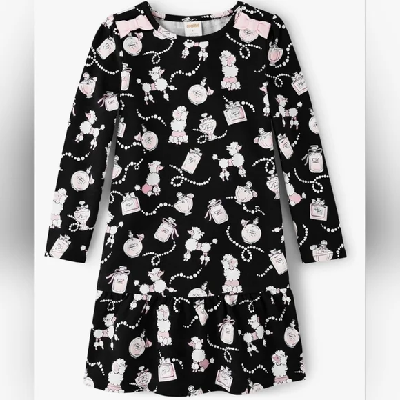 Gymboree Dress Black Pink Long Sleeve Tres Chic Collection Print Size 12-18m NEW