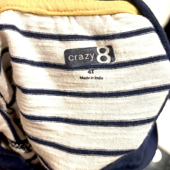 Gymboree Crazy 8 “Daddy's First Mate” Navy Striped Hooded Pullover Toddler Sz. 4