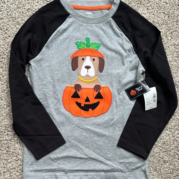 NWT Gymboree black and gray raglan size 8 Halloween Dog Trick or Treat Shirt