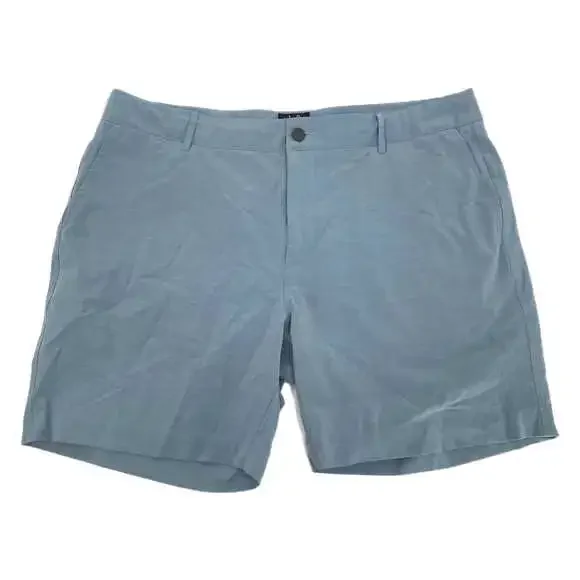 Faherty Blue Flat Front Shorts | Size 38 - Classic Comfort