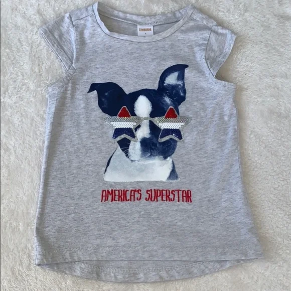 Gymboree Girls short sleeve Shirt 4 gray July 4th Top