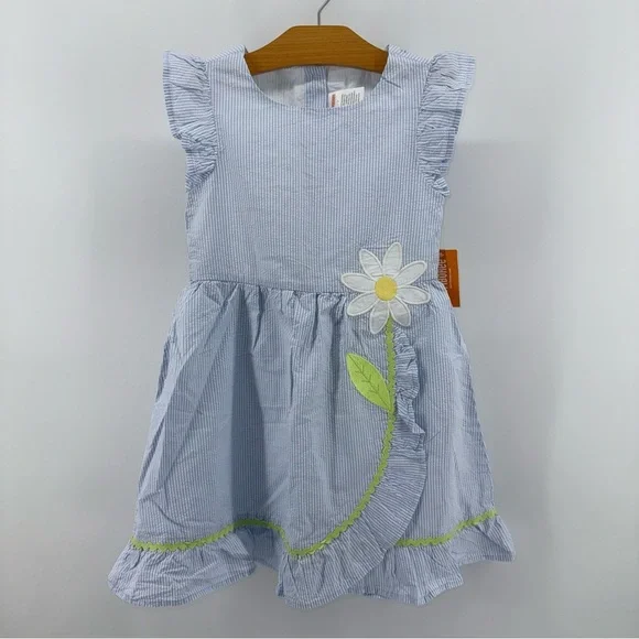 Gymboree Light Blue Seersucker Daisy Spring Easter Appliqué Girls' Dress
