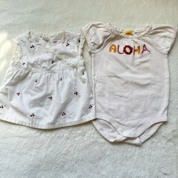 Gymboree Baby Summer Cherry‎ Top & Aloha Onesie Bundle Size 6-12months EUC