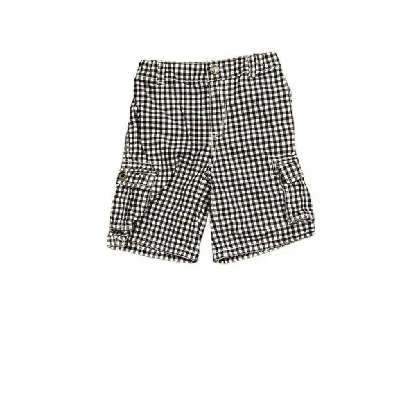 Gymboree size 4t boys black & white adjustable waist shorts.