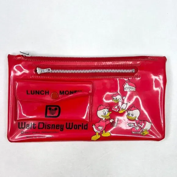 Vintage Walt Disney World Lunch Money Zip Pouch Huey, Dewey, Louie