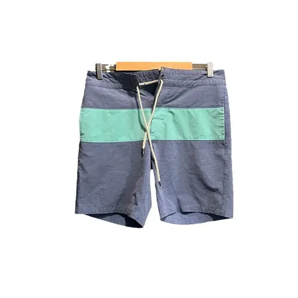 Faherty Blue Green Colorblock‎ Men's Activewear Board Shorts Size 30