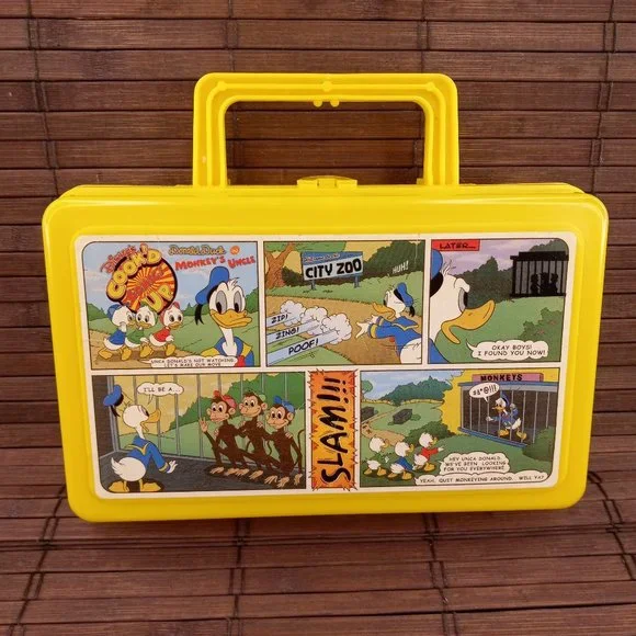 Vintage Disney Whirley Cook'd Up Comics Yellow Lunch Box Donald Duck Monkey's