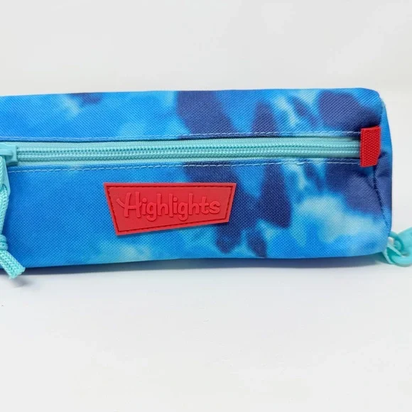 Highlights Blue Abstract Zipper Pencil Case School Supply Pouch Modern Style